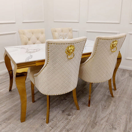Louis Gold Dining Table With Chairs