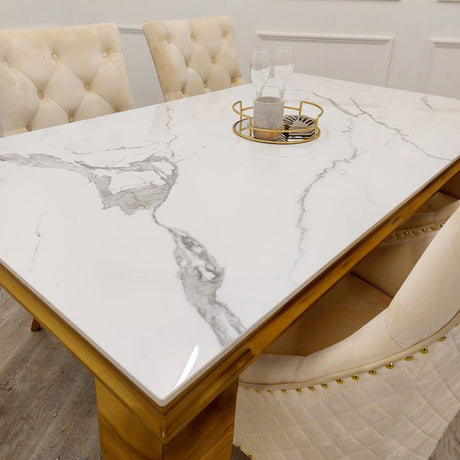 Louis Gold Dining Table With Chairs