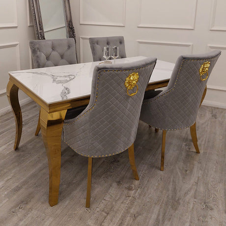 Louis Gold Dining Table With Chairs