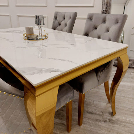 Louis Gold Dining Table With Chairs