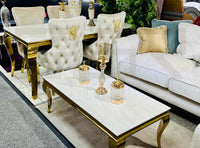 Louis cream marble table, customer photo in room