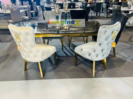 Louis Gold Dining Table With Chairs
