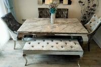 Louis grey marble table, customer photo angle
