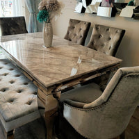Louis grey marble table, customer photo side