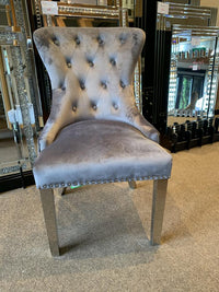 Grey ring knocker chair, product shot